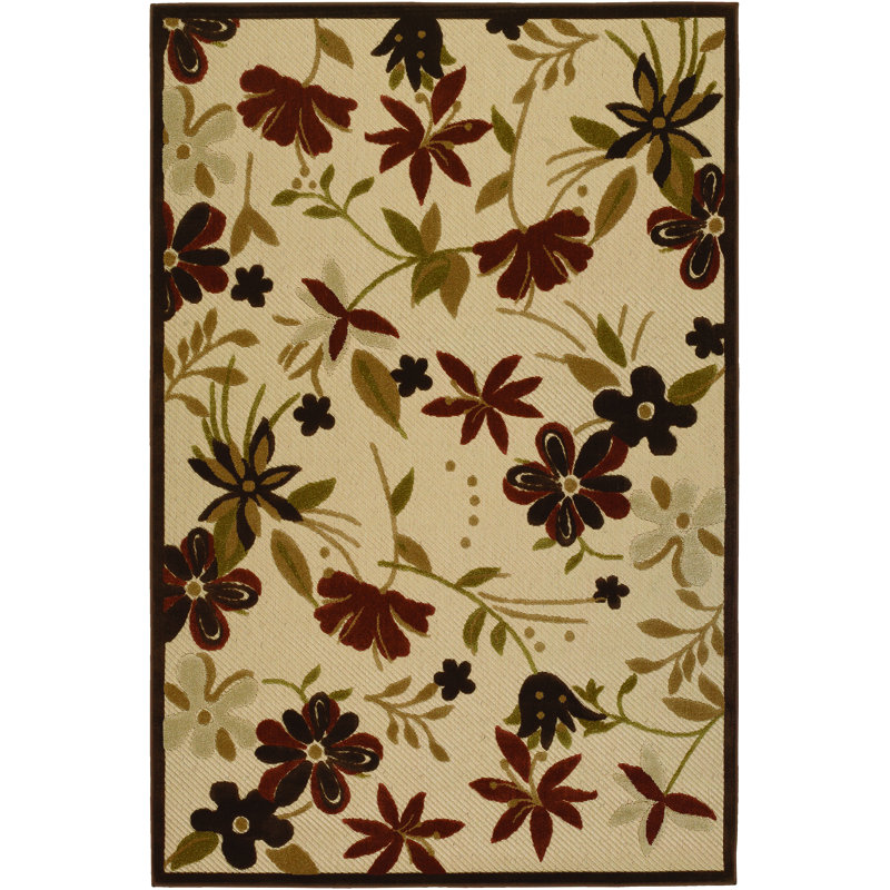 Winston Porter Casey Botanical Garden Sand/Terracotta Indoor/Outdoor Area Rug & Reviews Wayfair